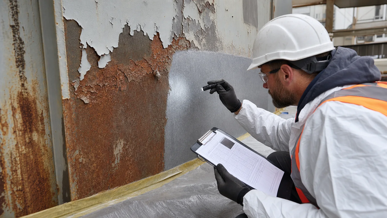 Steel surface prepared to a uniform profile before primer and paint